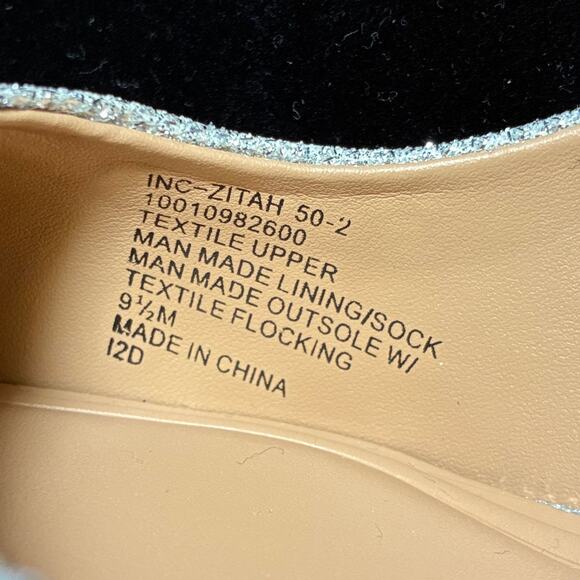 INC Sz 9.5 Pointy Silver Sparkle Glittering High Heels Wedding Party Shoes Glam - Picture 6 of 9